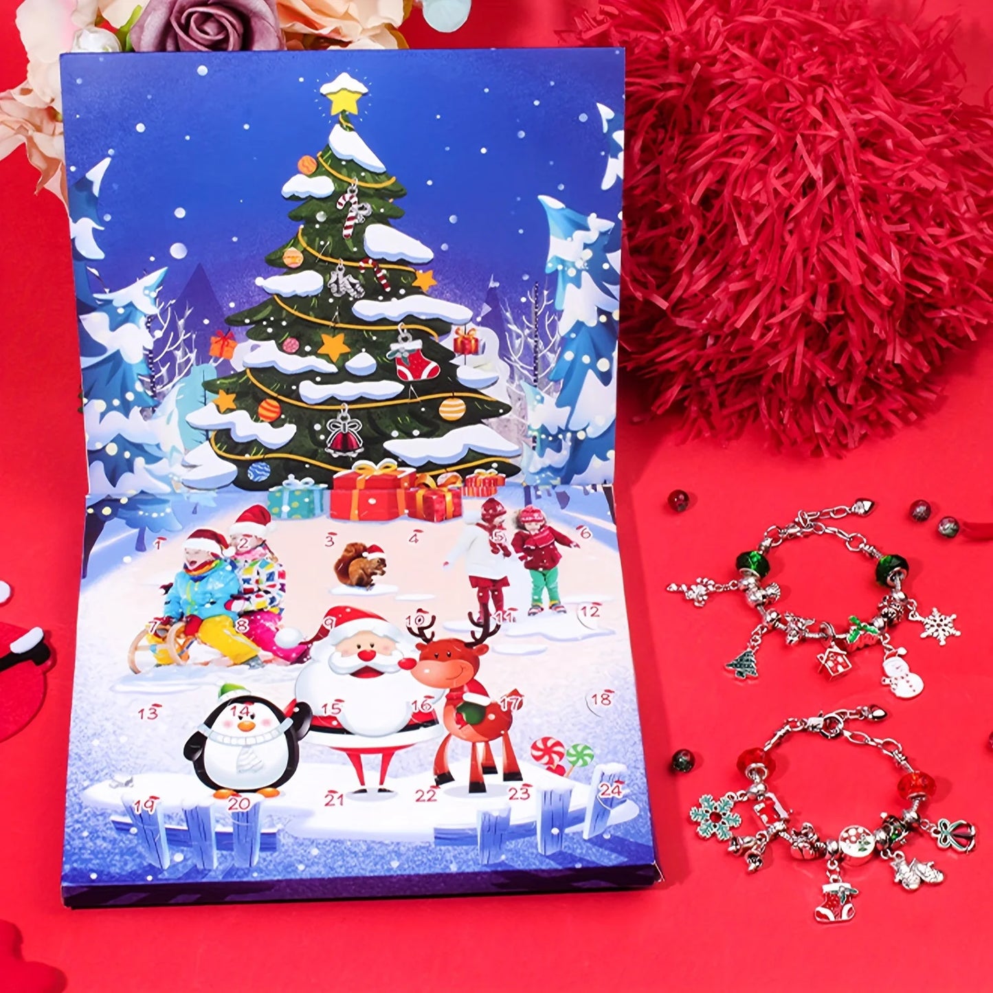 Christmas 24-day countdown calendar set | DIY bracelet making kit | creative holiday gift