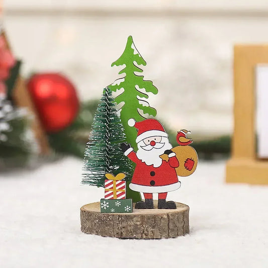 Christmas Wooden Ornaments | Xmas Tree Pendant | Santa Claus Table Decor