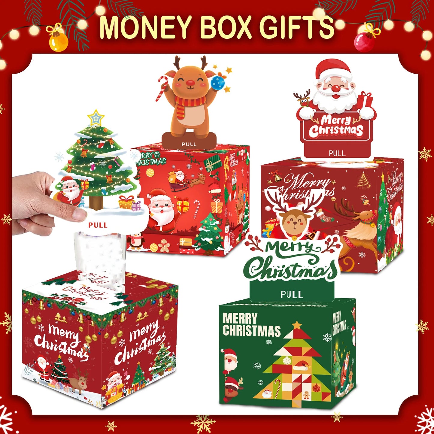 Christmas Money Box Collection With Santa | Holiday Party Decorations