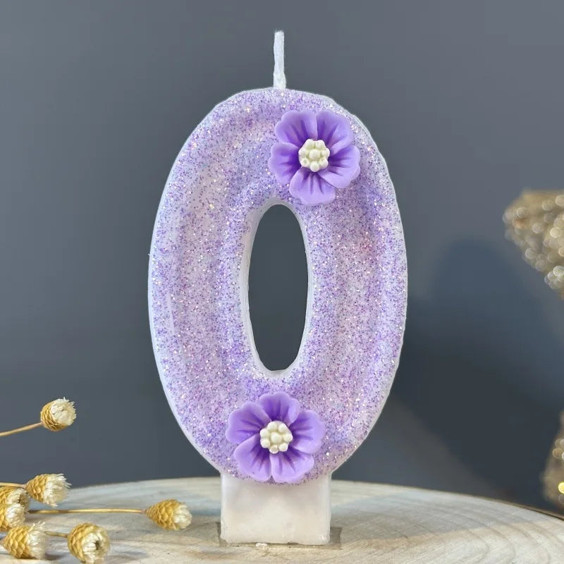 Purple Flowers Birthday Candles