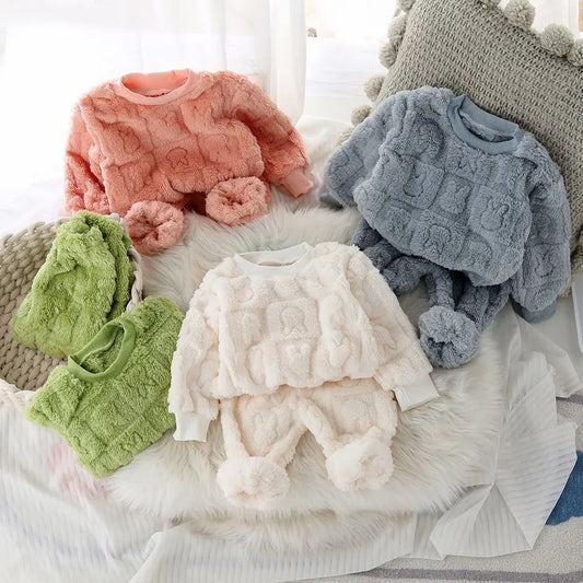 Kids Pyjama Sets 2 Piece Warm Cozy Sleepwear