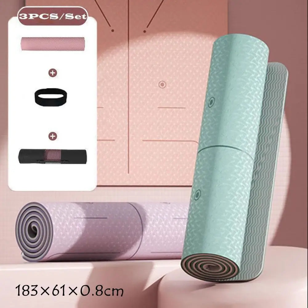 Non Slip Yoga Mat - Pilates Mat | Double Sided Fitness Exercise Mat