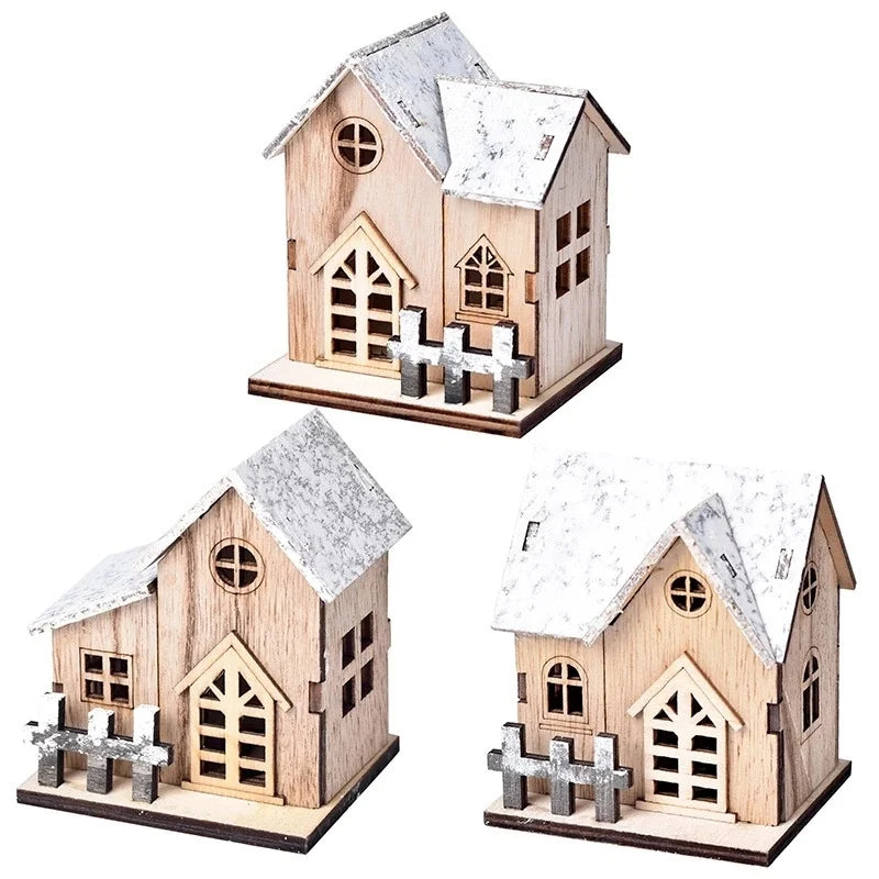 Christmas LED Light Wooden House | Merry Christmas Decorations for Home