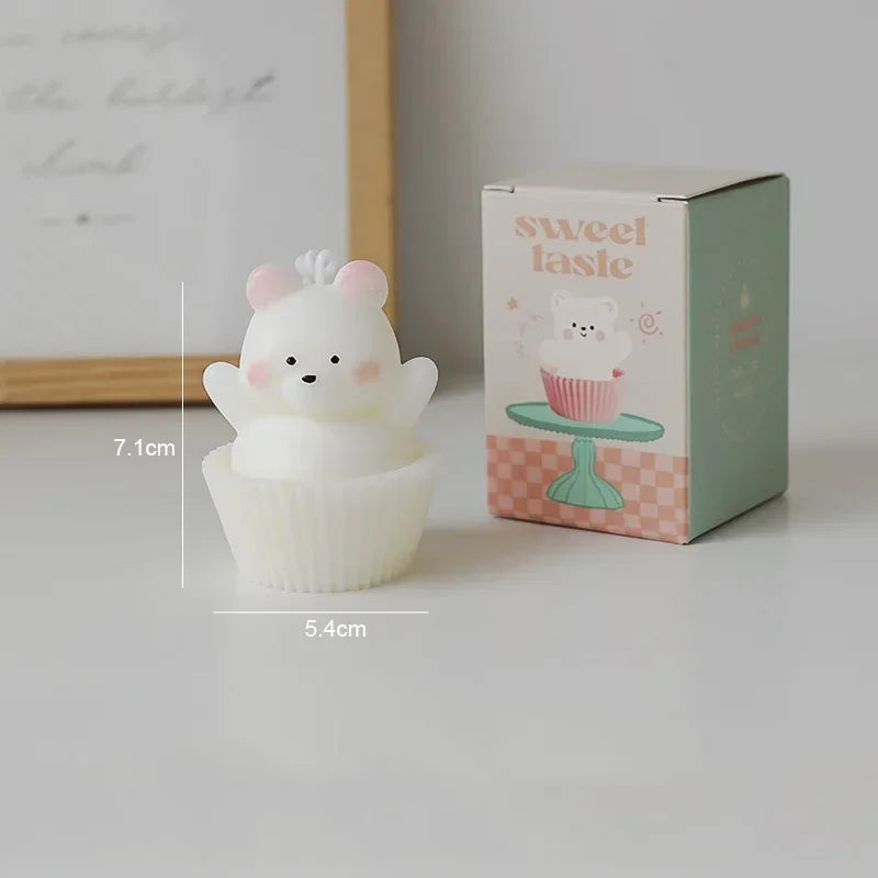 Handmade Cake Bear Candle