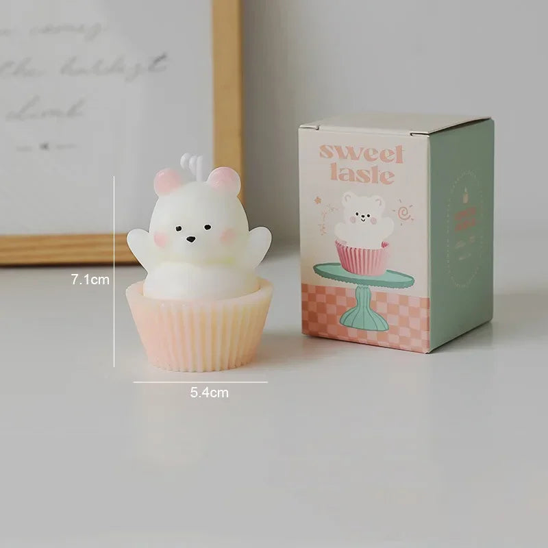 Handmade Cake Bear Candle
