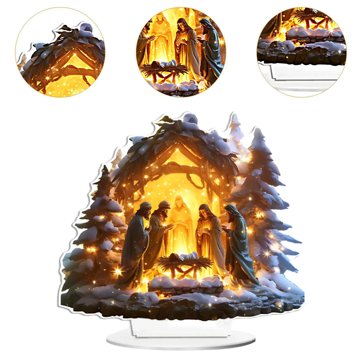 Christmas Nativity Scene | Decorative Holy Family Table Ornament for Christmas Holiday