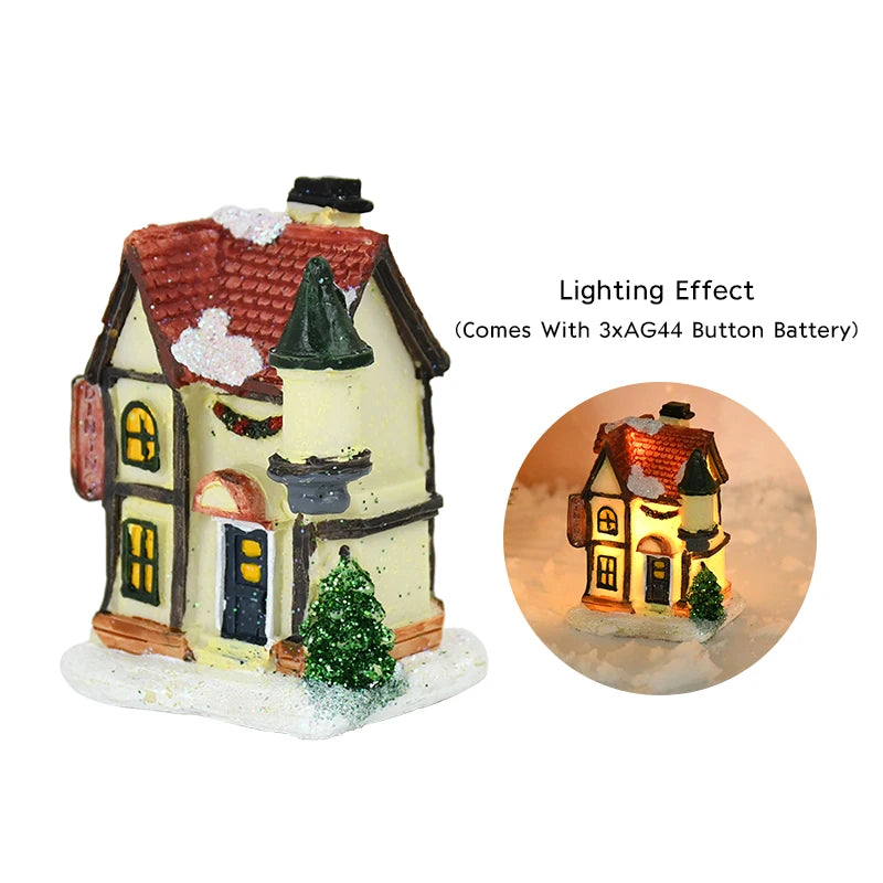 Christmas LED Light Wooden House Decorations
