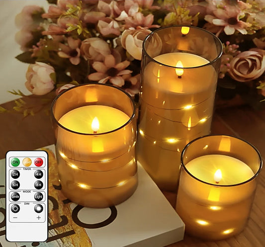 3pcs LED Flameless Candle with String Light