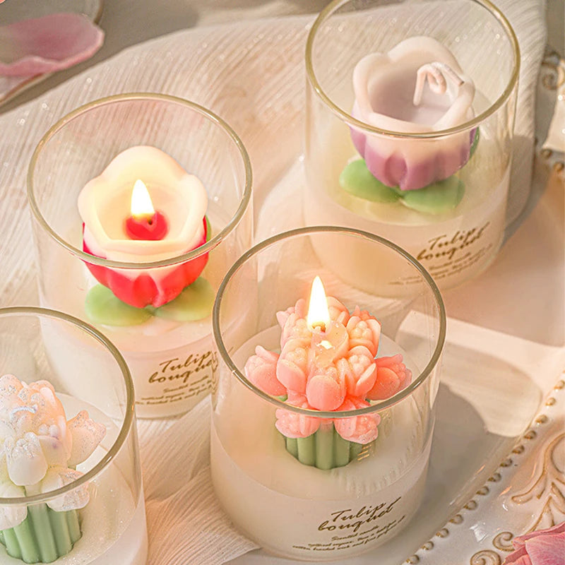 Flower Scented Candles | Multi Color Atmosphere Fragrance | Gift Box