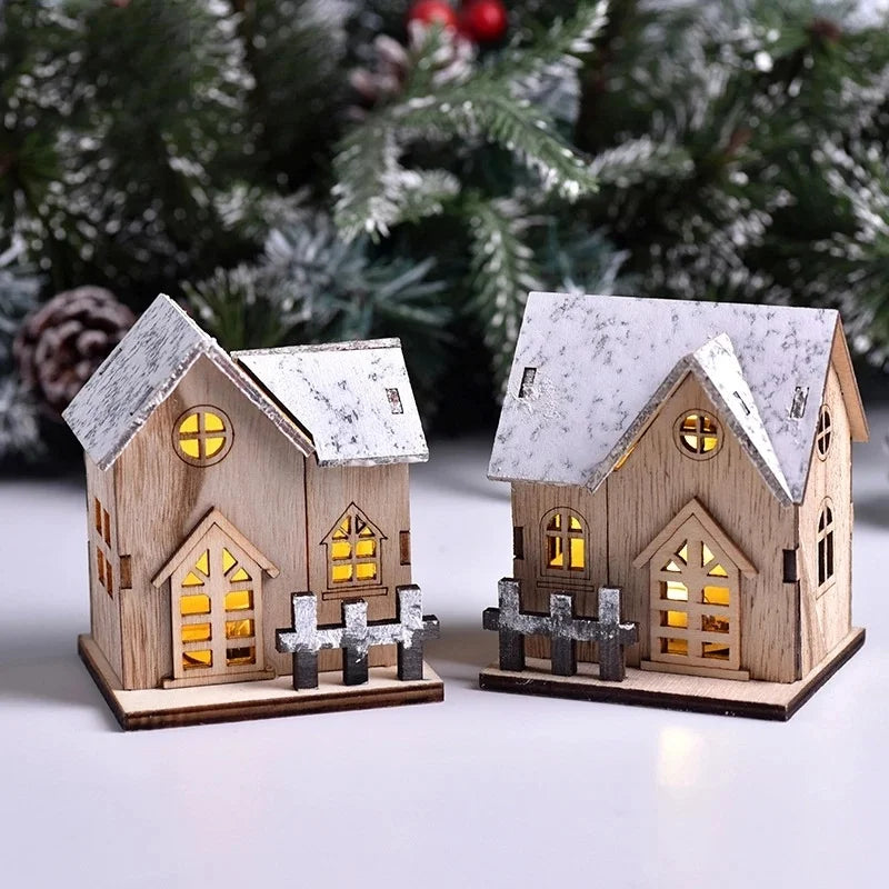 Christmas LED Light Wooden House | Merry Christmas Decorations for Home