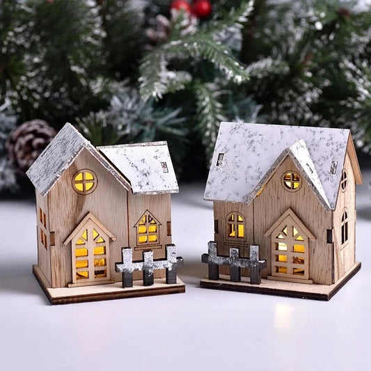 Christmas LED Light Wooden House | Merry Christmas Decorations for Home