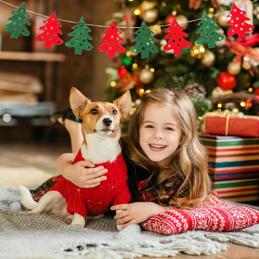A set of Christmas decorations, flags, home decoration, holiday party supplies, 8 pieces of felt cloth, tree flags.