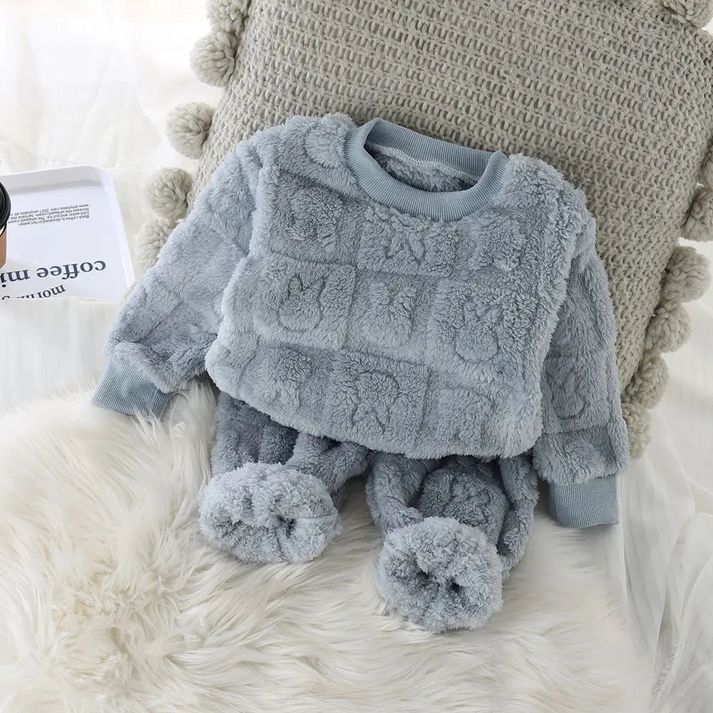 Kids Pyjama Sets 2 Piece Warm Cozy Sleepwear