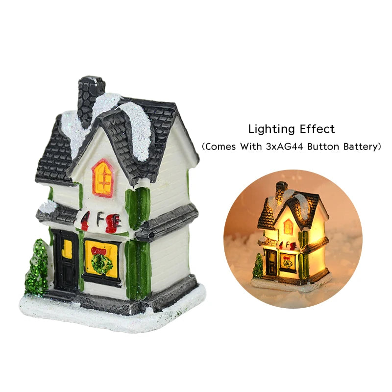 Christmas LED Light Wooden House Decorations
