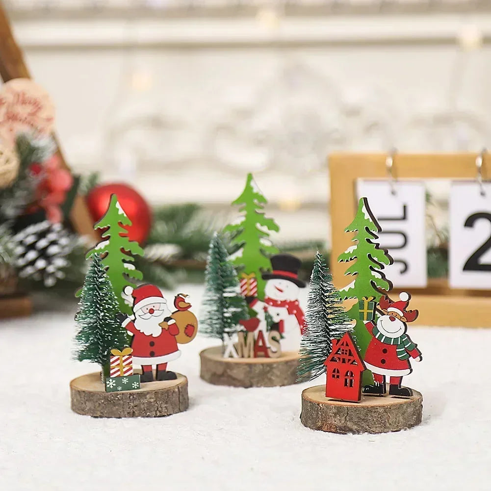 Christmas Wooden Ornaments | Xmas Tree Pendant | Santa Claus Table Decor