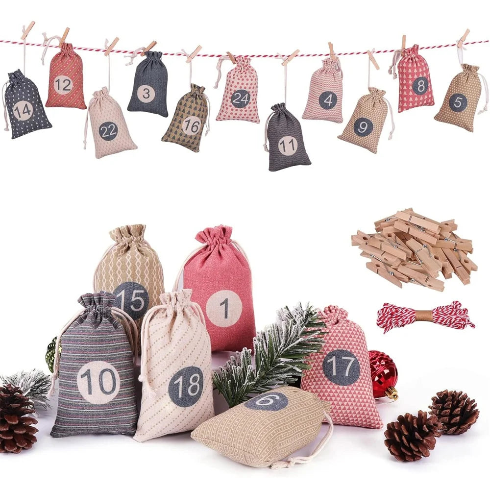 Christmas Calendar To Fill Yourself | 24 Set Gift Bags For Children