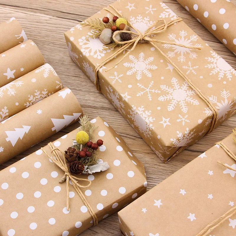 Christmas Gift Paper Roll Brown | Decorative Wrapping Paper Kraft