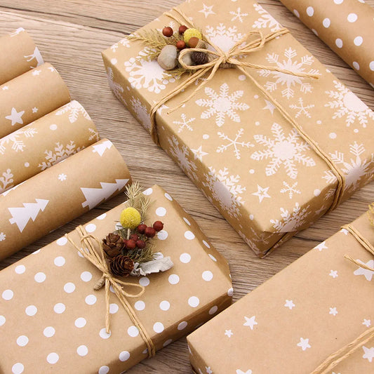 Christmas Gift Paper Roll Brown | Decorative Wrapping Paper Kraft