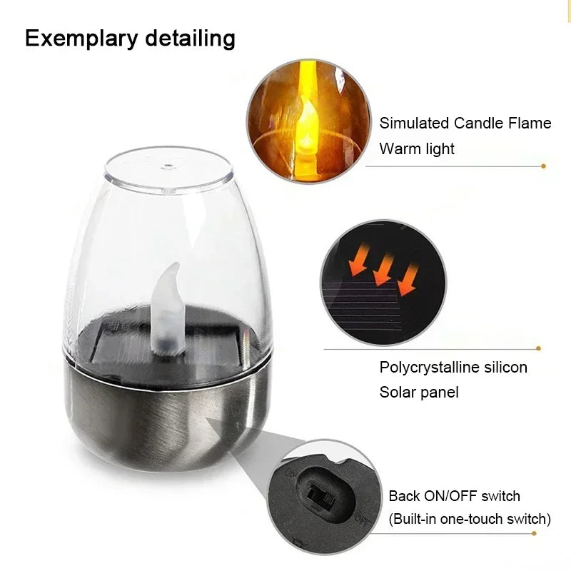 LED Solar Candles Light Flameless | Rechargeable | Outdoor Waterproof | Solar Candles Lamp