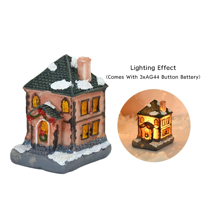 Christmas LED Light Wooden House Decorations