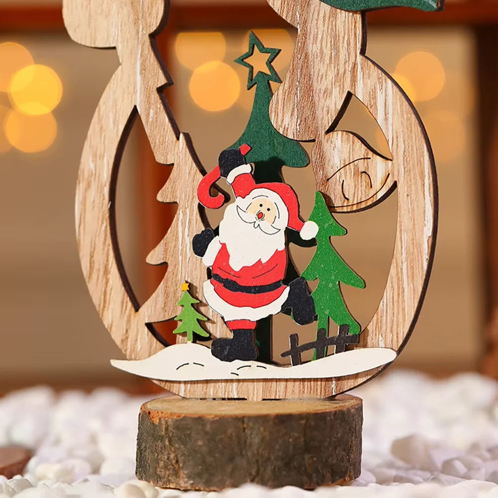 Christmas Decoration | DIY Wooden Crafts Creative Ornaments Santa Claus Snowman Reindeer Christmas Desktop Decoration Gifts