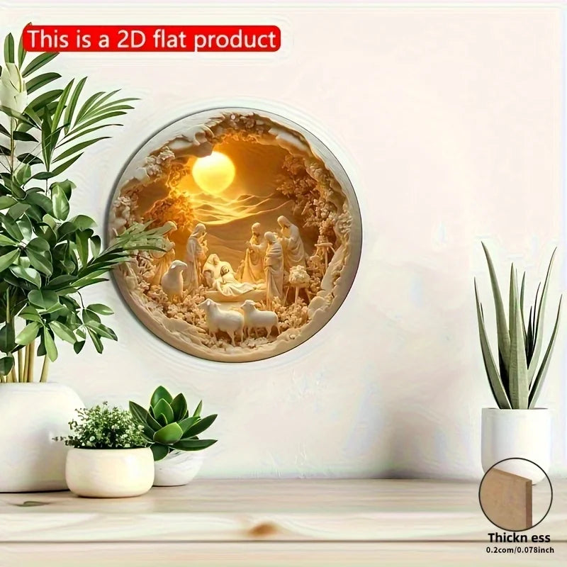 Christmas wooden wall decorations | the Virgin Mary | Joseph | the young Jesus and the shepherds | Christmas wall decorations