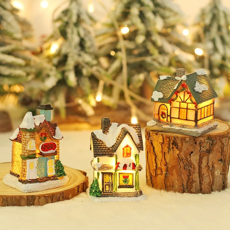 Christmas LED Light Wooden House Decorations