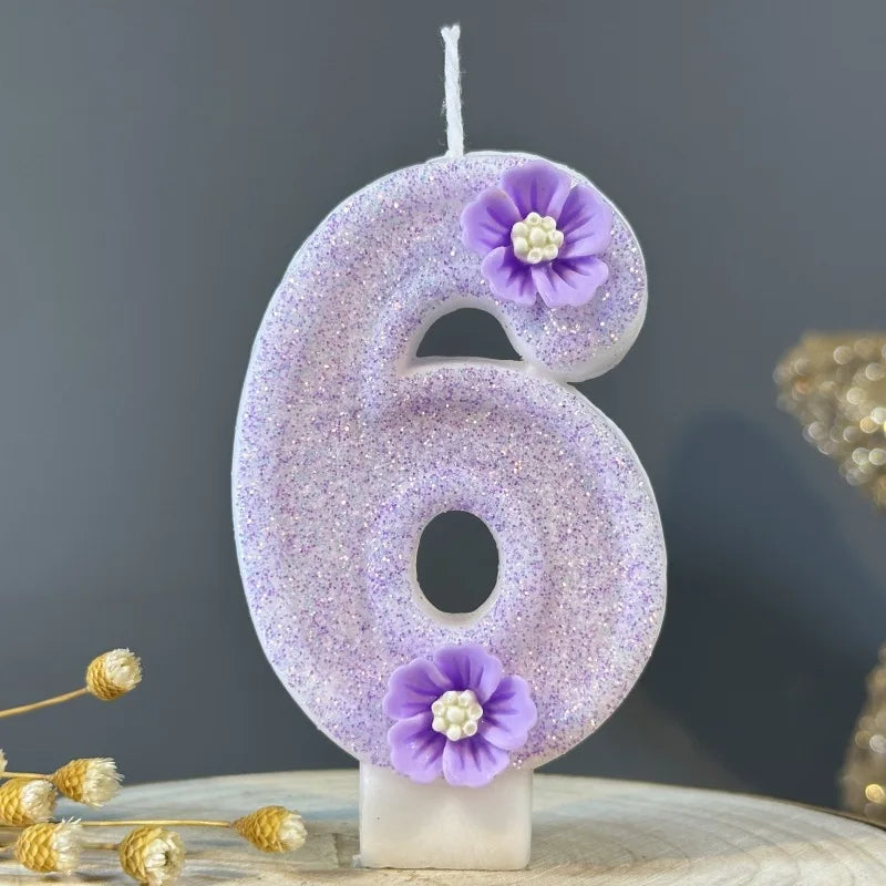 Purple Flowers Birthday Candles