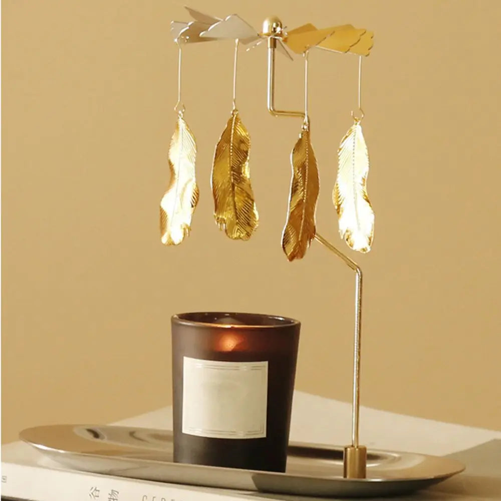 Gold Rotating Spinning Candle Holder