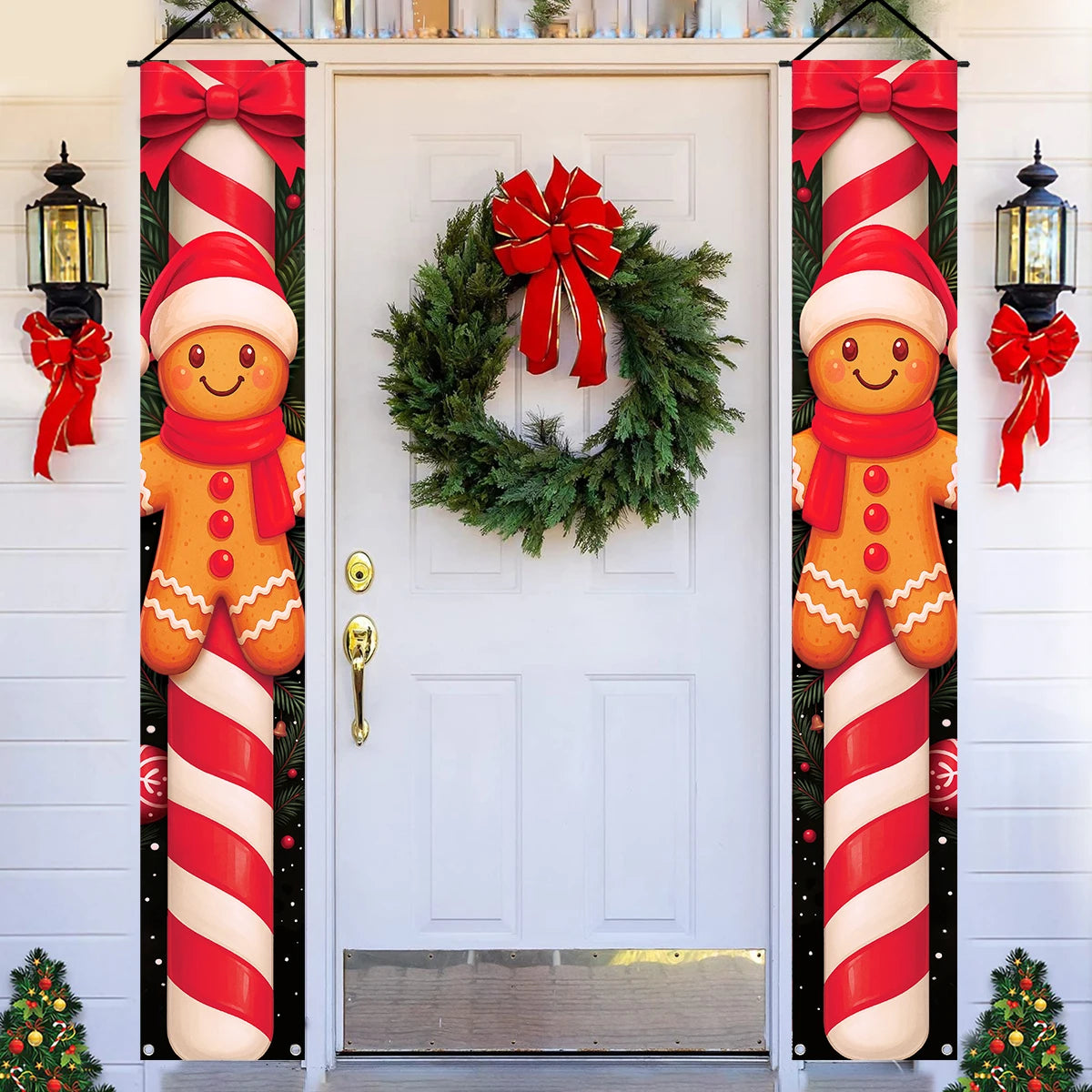 Christmas Santa Claus Snowman Door Couplet