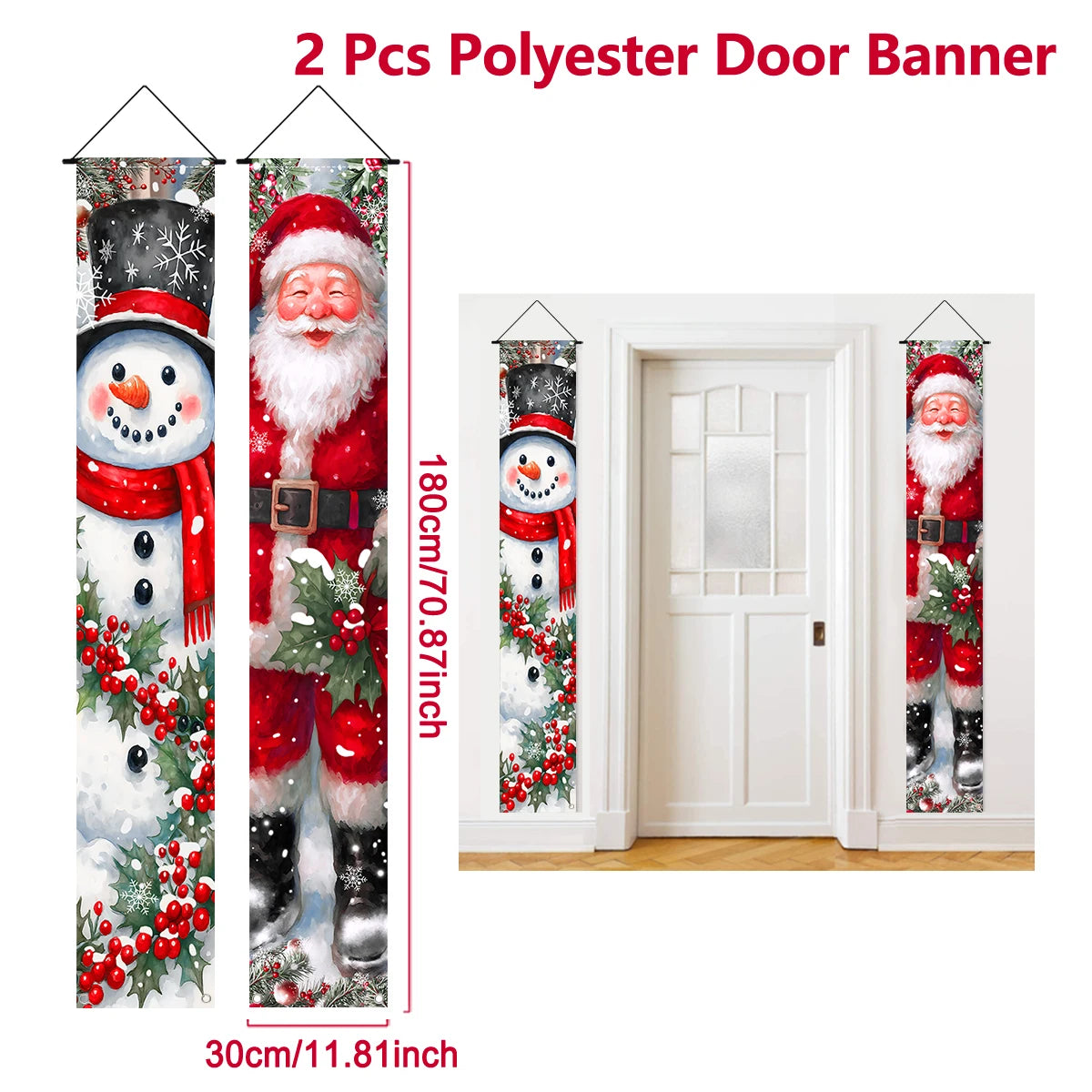 Christmas Santa Claus Snowman Door Couplet