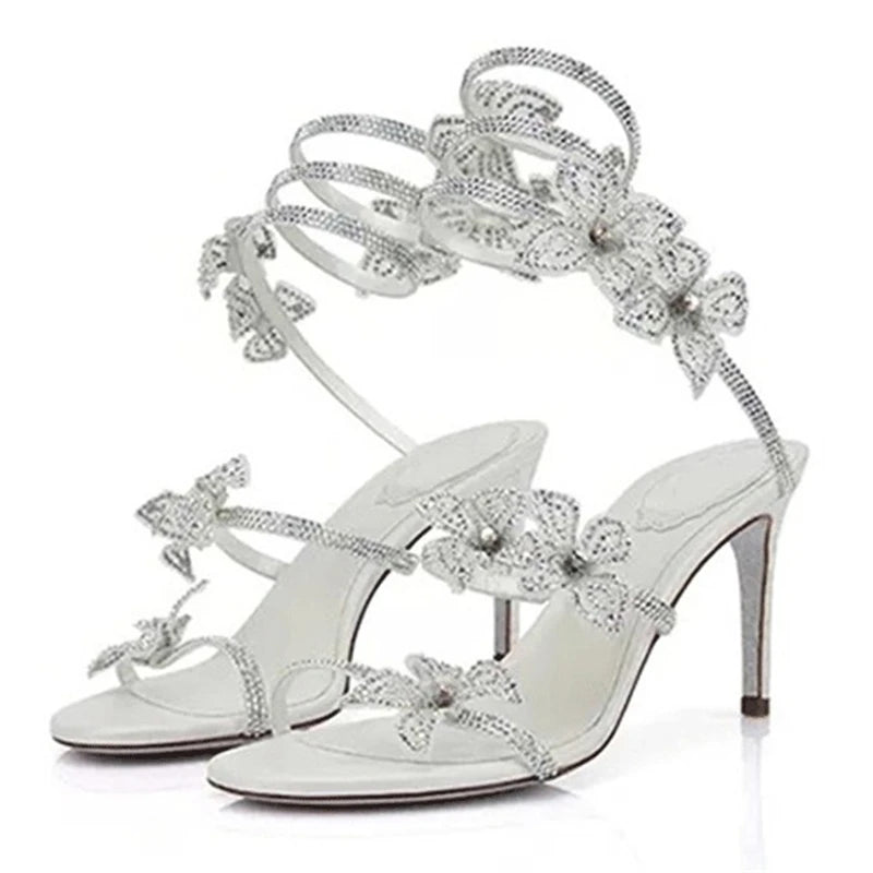 CRYSTAL Flower Thin High Heels