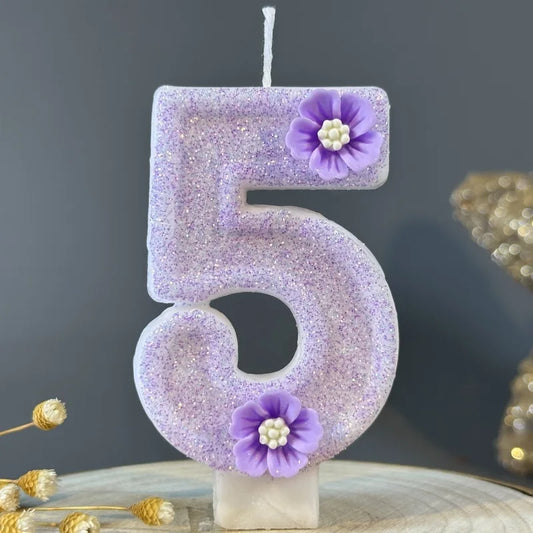 Purple Flowers Birthday Candles