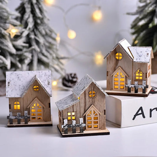 Christmas LED Light Wooden House Decorations