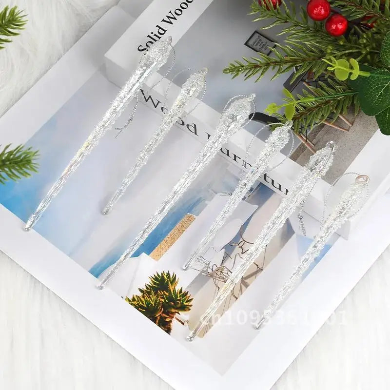 Christmas ornaments, Set clear glass, ice strip decorations