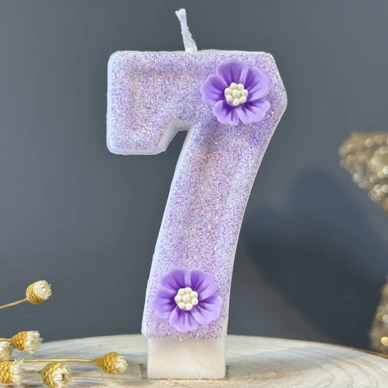 Purple Flowers Birthday Candles