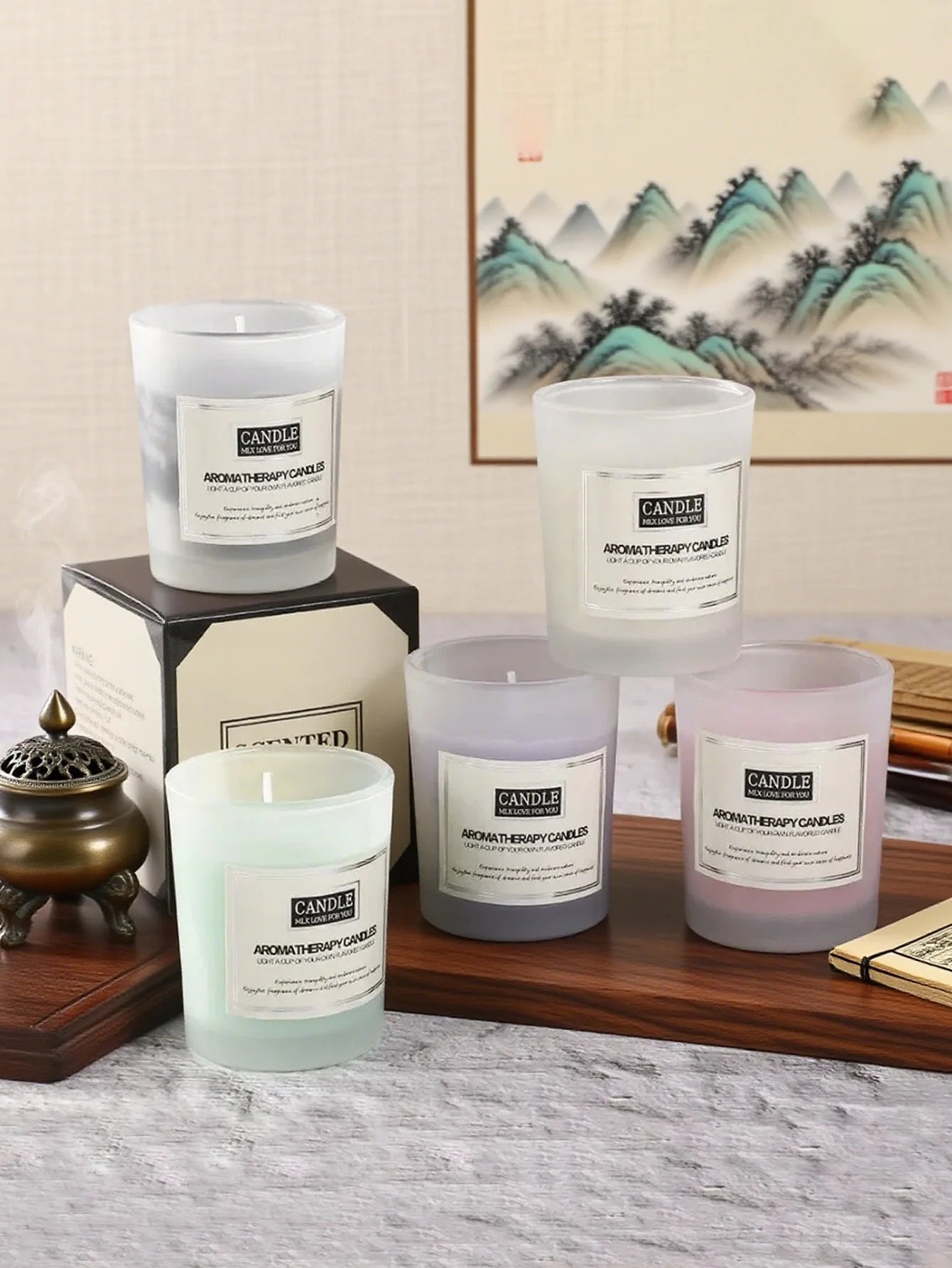 Christmas scented candles, long-burning soy candles