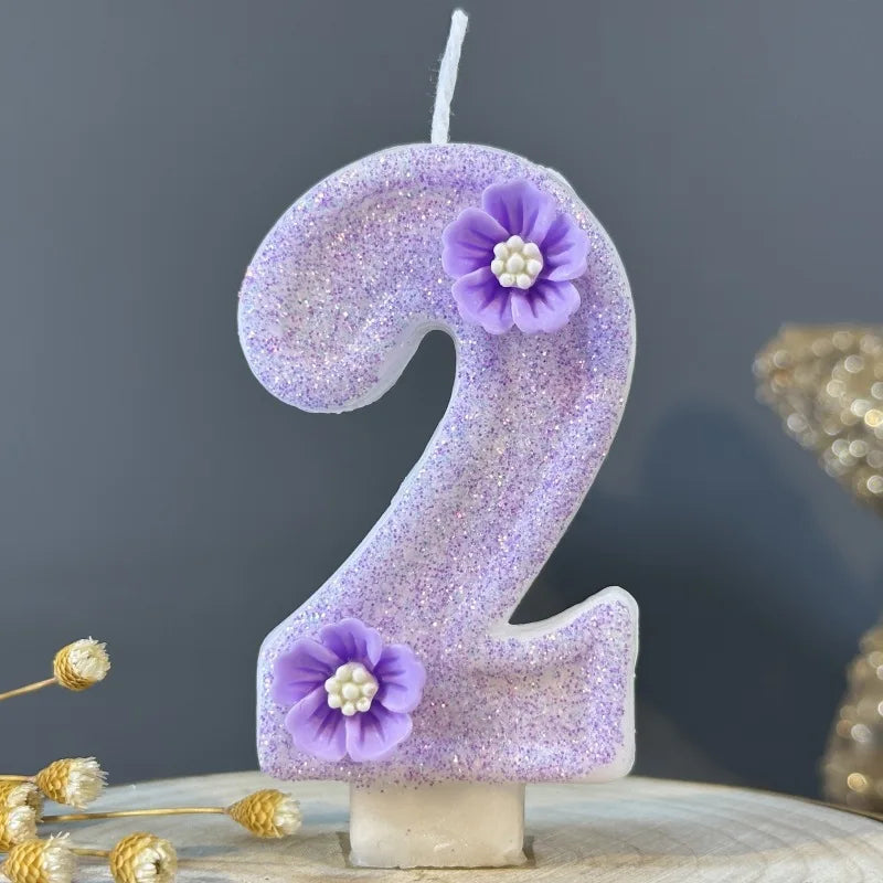 Purple Flowers Birthday Candles