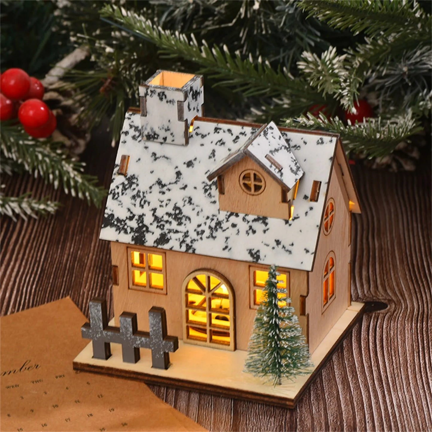 Christmas LED Light Wooden House