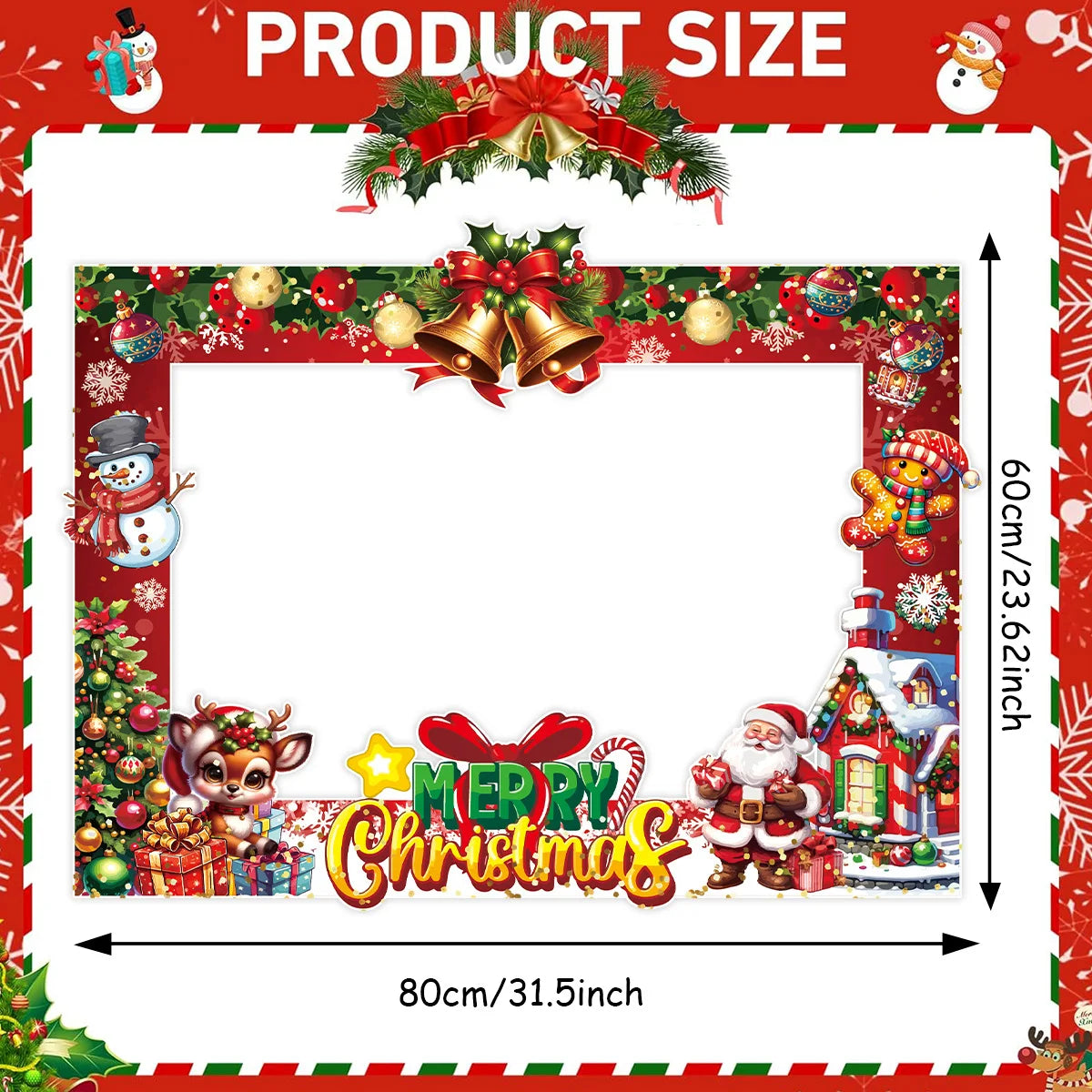Merry Christmas Theme Paper Photo Booth | Photo Frame for Christmas New Year Party Decor