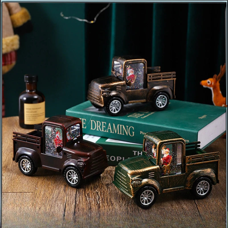 Christmas Snow Truck | Lights Car Toy Container Truck Decoration