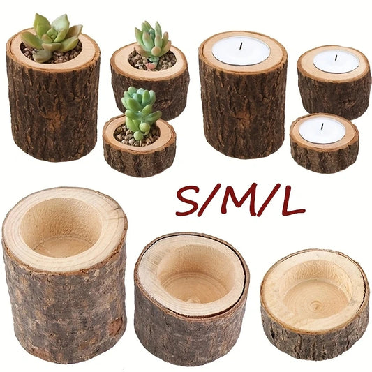 Wood Timber Pile Candle Holder