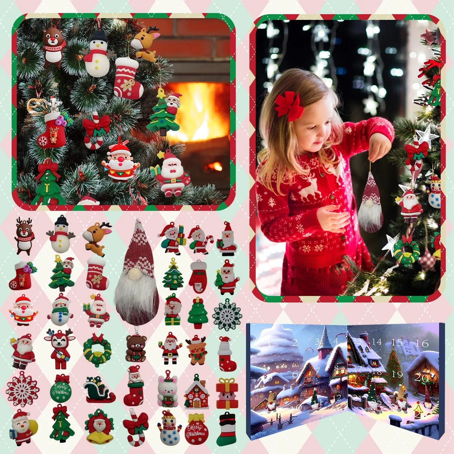 24 Christmas Holiday Gnome Countdown Calendars | Countdown Holiday Party Toys Set for Kids/Adults Gifts Toys Supplies