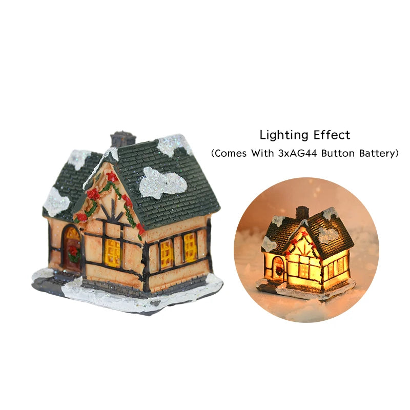 Christmas LED Light Wooden House Decorations