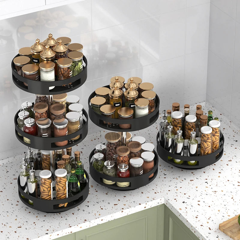 Kitchen multifunctional rotating storage rack