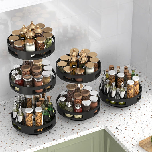 Kitchen multifunctional rotating storage rack