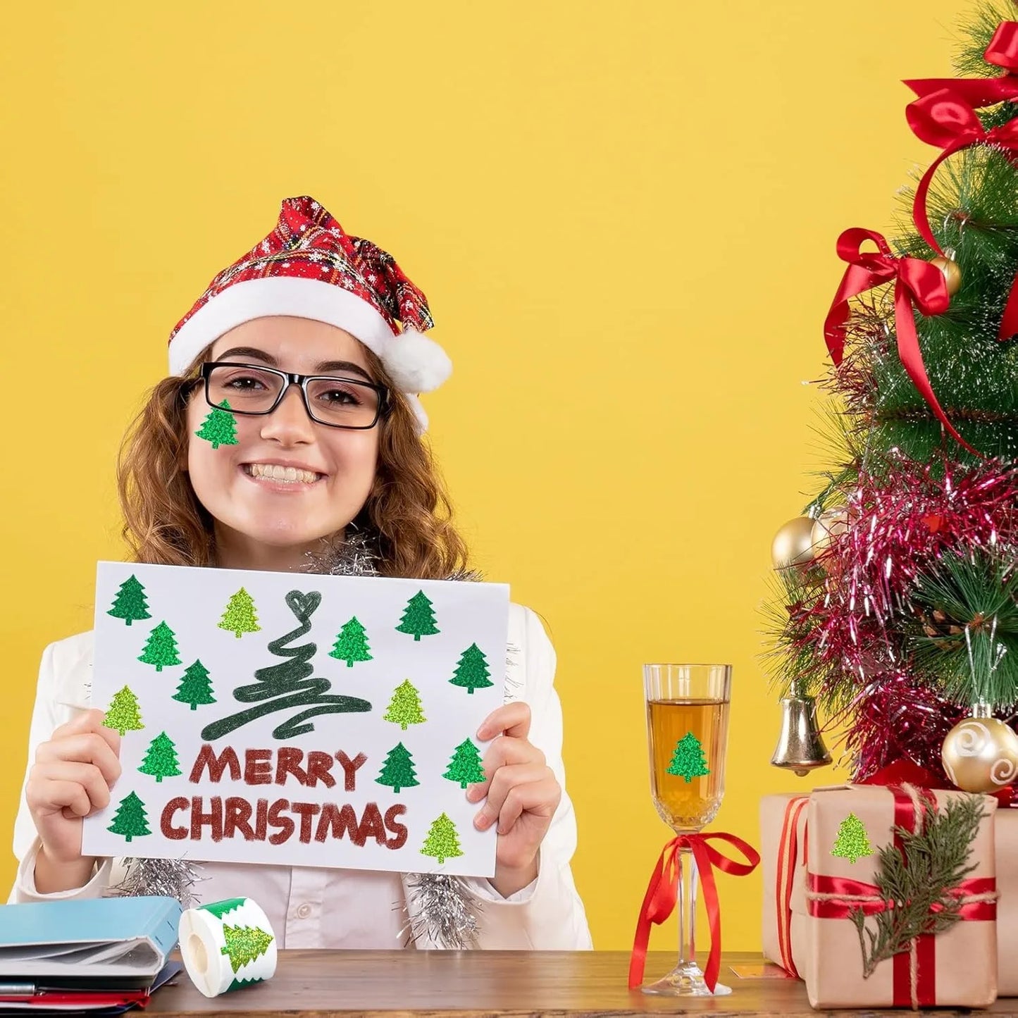 Christmas Tree Glitter Stickers