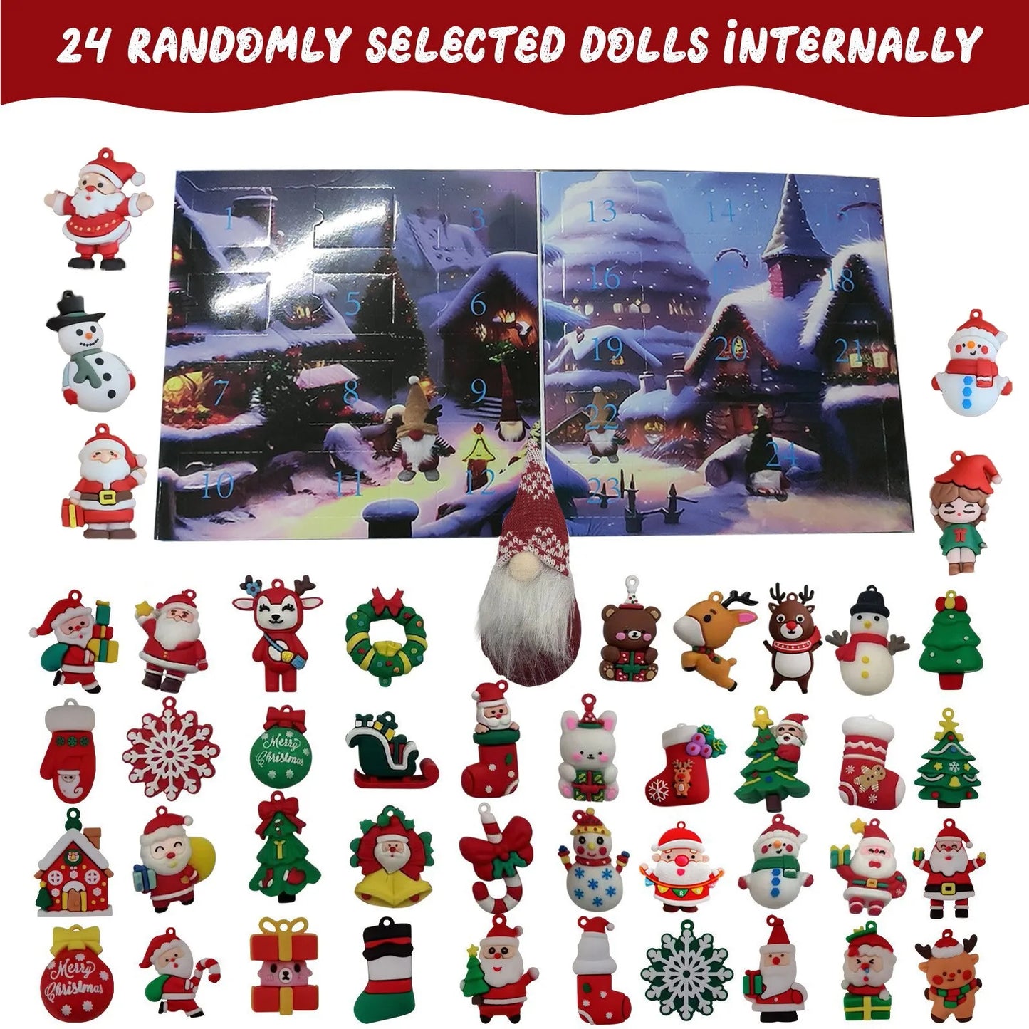 24 Christmas Holiday Gnome Countdown Calendars | Countdown Holiday Party Toys Set for Kids/Adults Gifts Toys Supplies