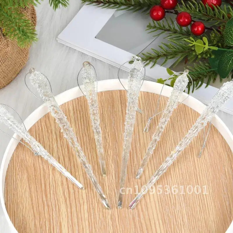 Christmas ornaments, Set clear glass, ice strip decorations