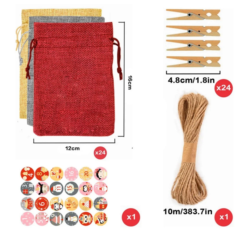 Christmas Calendar To Fill Yourself | 24 Set Gift Bags For Children